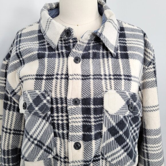 Telluride Sherpa Lined Plaid Flannel Shacket Jacket Cozy Cabincore Layer - Picture 5 of 10